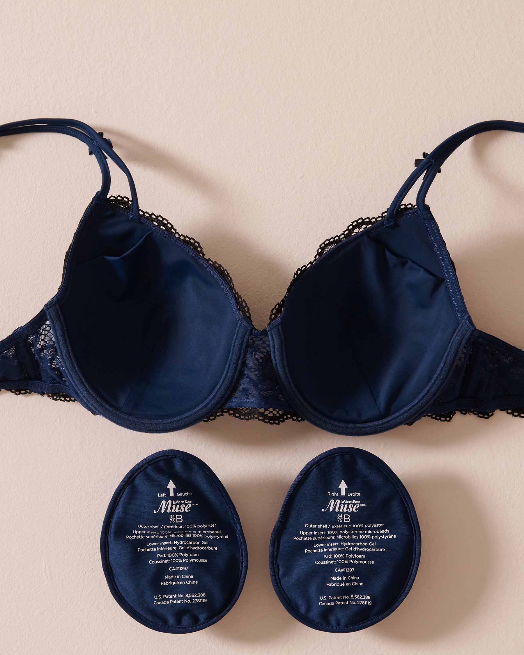 LA VIE EN ROSE Lightly Lined Mastectomy Bra Black & Blue 389-110-0-98 - View2