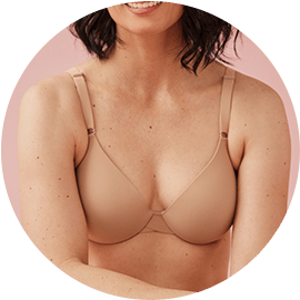 Model wearing a beige bra